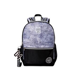 Justice Girls 17" Laptop Backpack with Lanyard Black Silver School Cute Women's